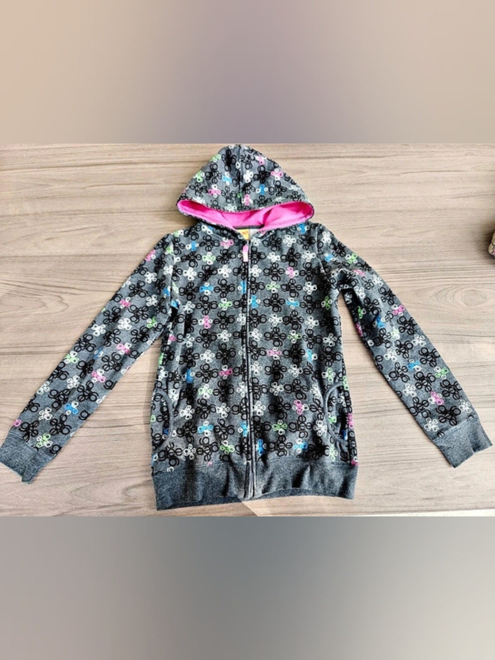 One of Kind y2k glee  Hooded Zip Jacket in Gray
